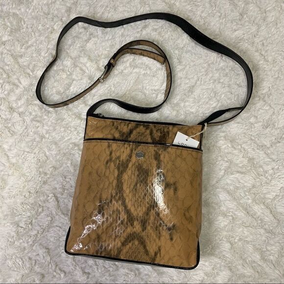 🆕 Lodis Alexandria Paola Messenger Crossbody Snakeskin Print Bag - Picture 3 of 15